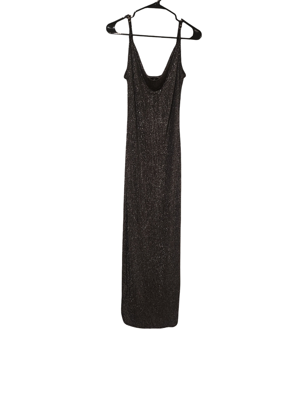 Haute Monde Metallic Black Cowl Neck Maxi Dress